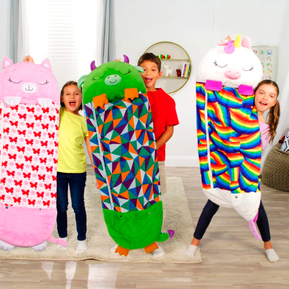 Ilios Innova Saco para Dormir Plegable y Almohada para niños 140 x 60 cm Divertido Saco de Dibujos Animados sensación Suave, Sleeping bag infantil. 