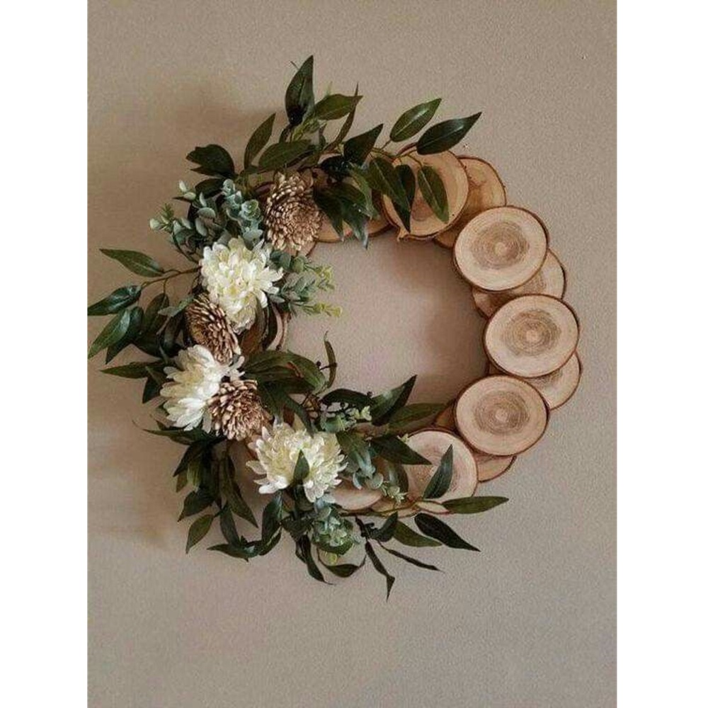 12 Rodajas De Madera Rústica Natural Portavelas Decoración