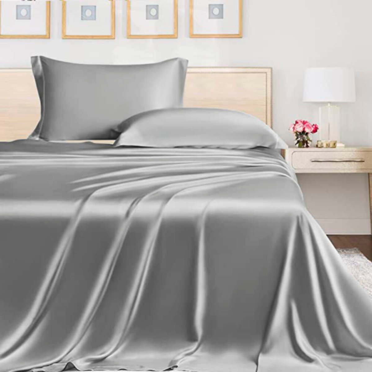 Juego de Sábanas Tencel - Fibra de Eucalipto Ultra-fresco y Ultra-suave - Tamaño King- Color Gris