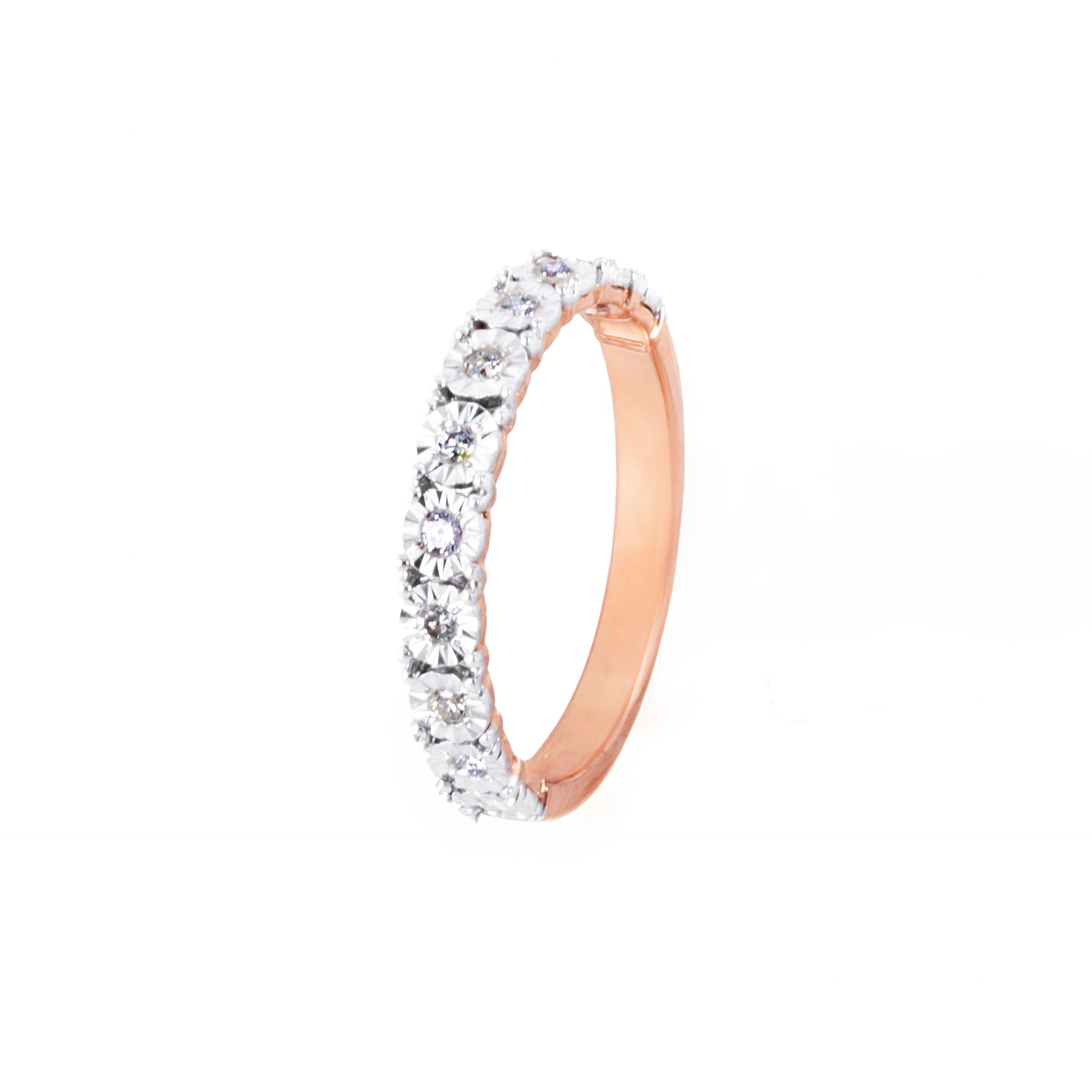 Anillo Churumbela con diamantes 20 Pts. Oro Rosa 14 Kilates. Oro Fino Joyería