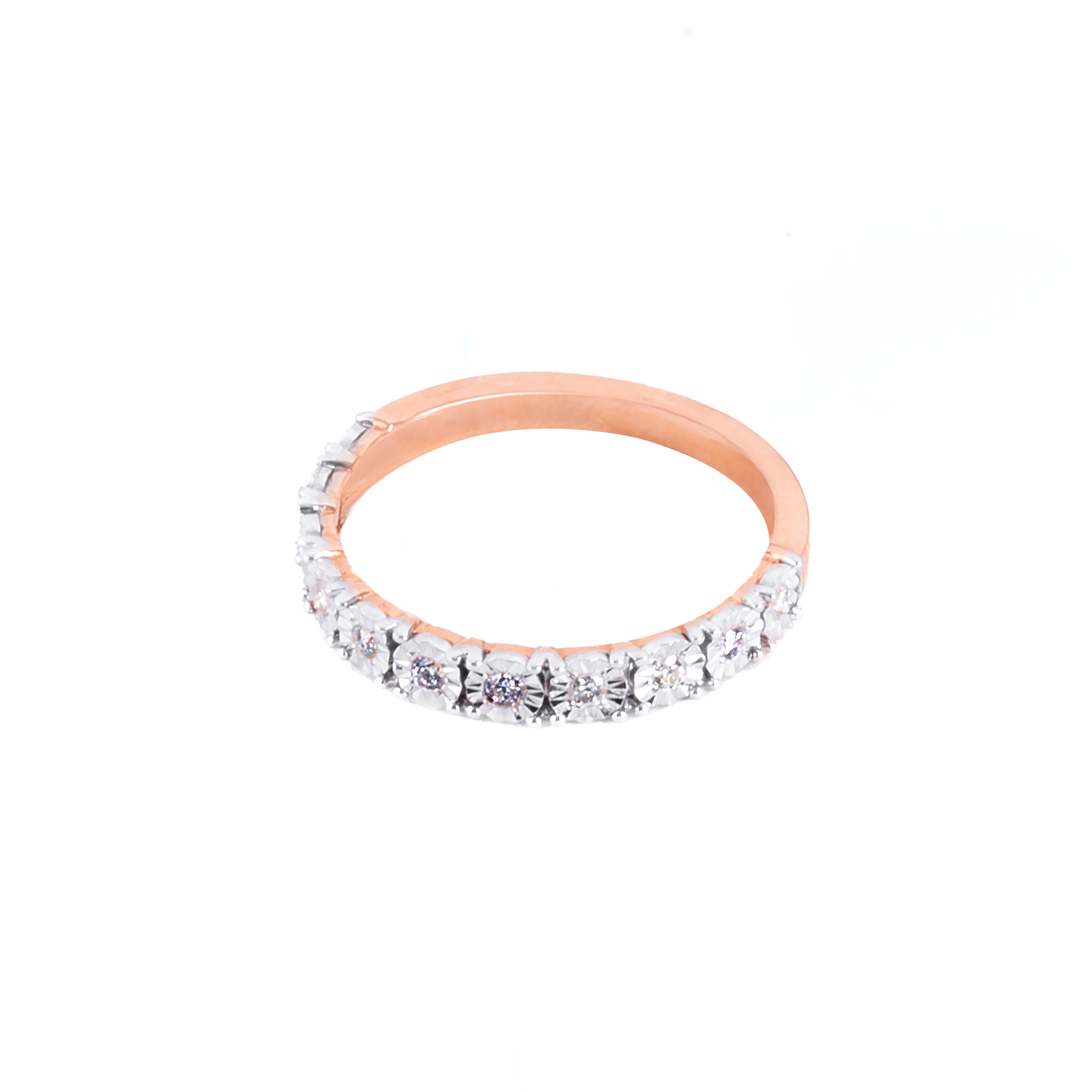 Anillo Churumbela con diamantes 20 Pts. Oro Rosa 14 Kilates. Oro Fino Joyería