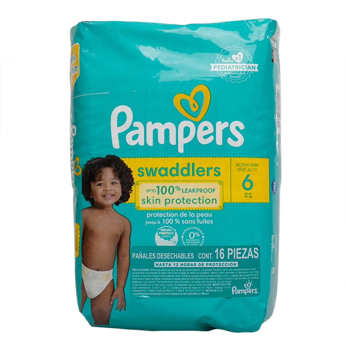 Pañales Swaddlers Bebé Activo Pampers Talla 6 16pz.