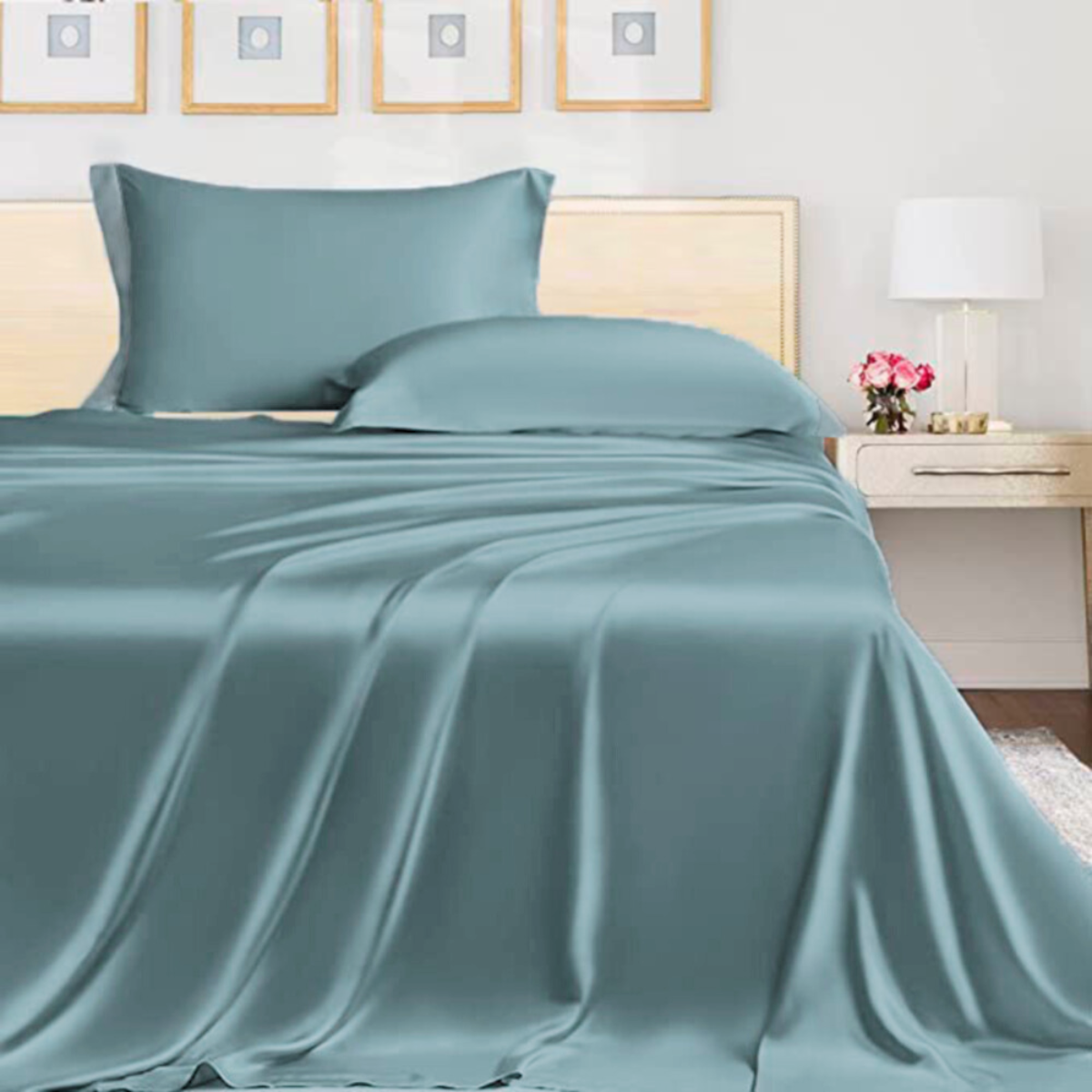 Juego de Sábanas Tencel - Fibra de Eucalipto Ultra-fresco y Ultra-suave - Tamaño King - Color Verde Místico