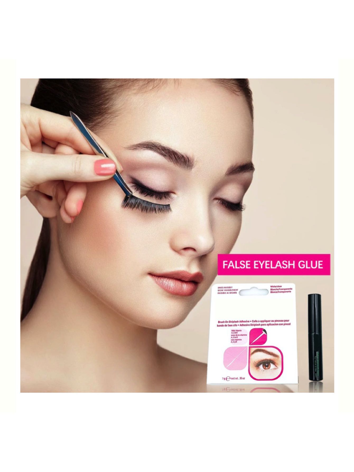 Pegamento para pestañas postizas negro con pincel larga duración