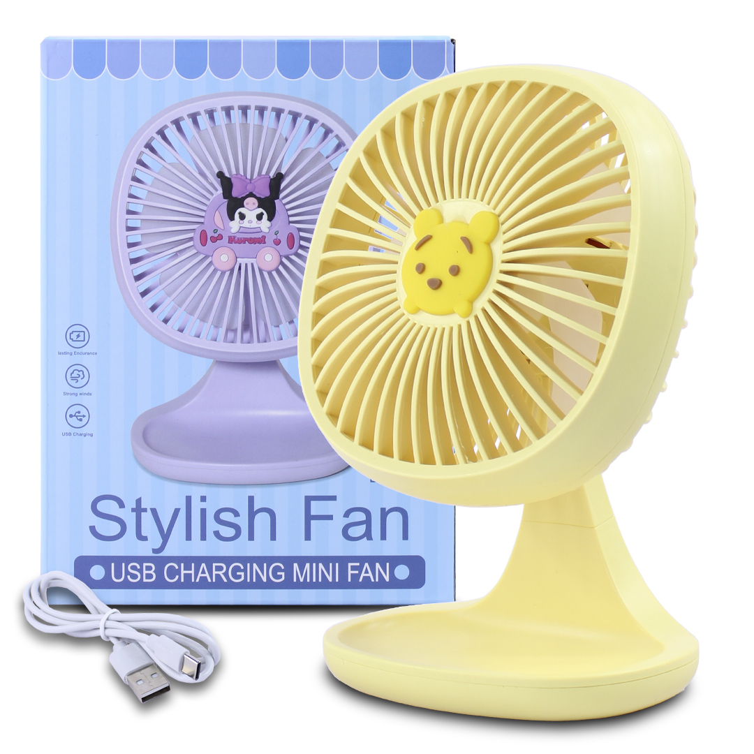 Mini Ventilador Amarillo Winnie Eléctrico Portátil De Escritorio 1.5w DD-5580