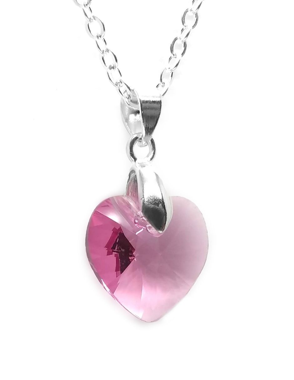 Collar y aretes color Rosa Zvezda de plata .925 corte Heart