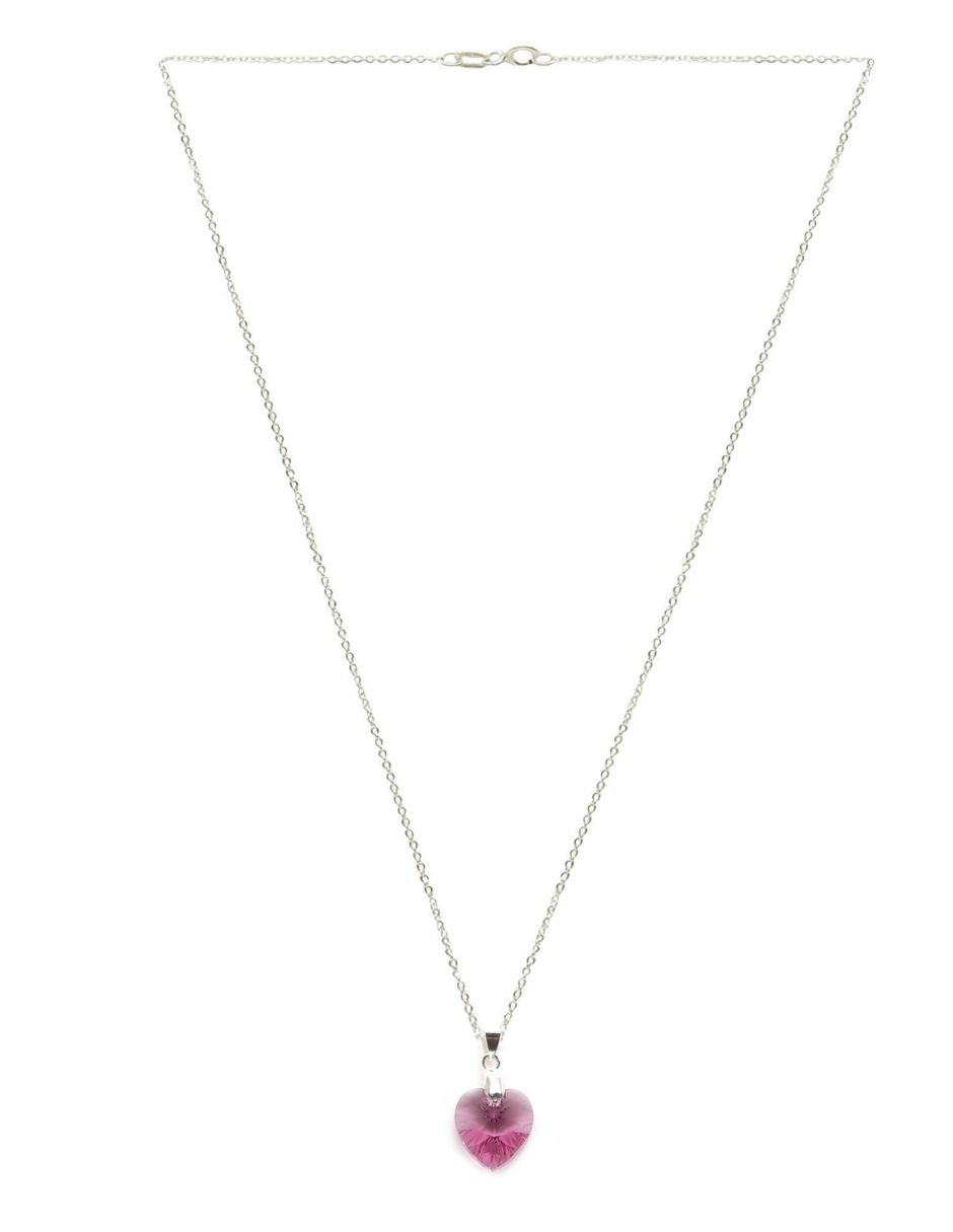 Collar y aretes color Rosa Zvezda de plata .925 corte Heart