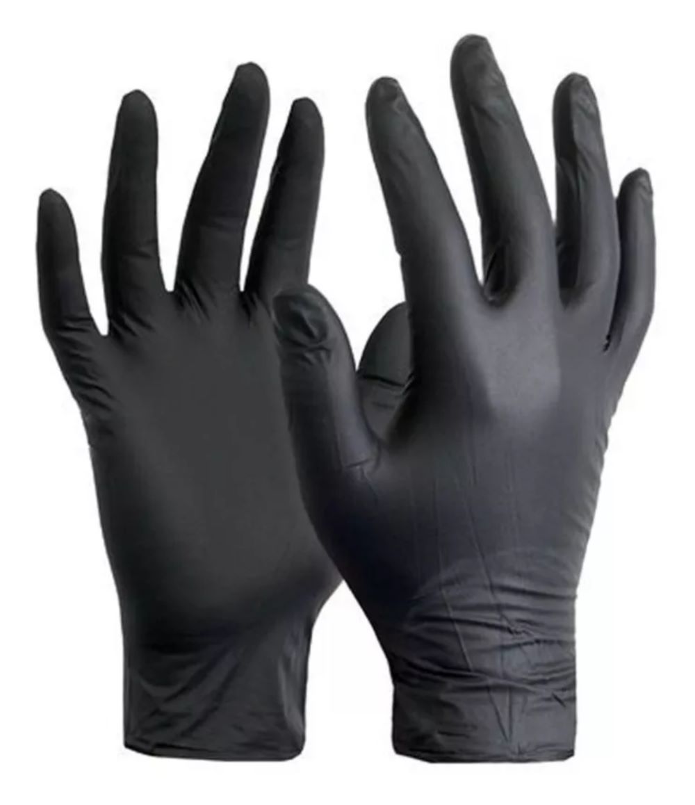 Guante de Nitrilo Negro, Marca Bluzen, paquete con 100 piezas TALLA L, Guante Multiusos, Guante Desechable