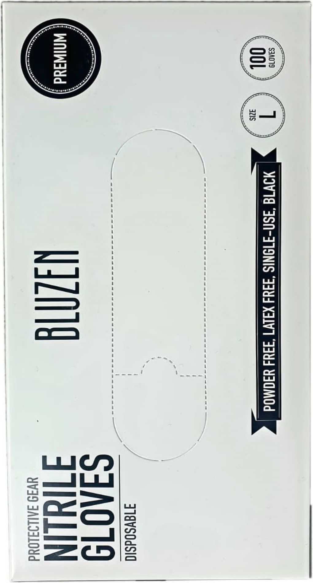 Guante de Nitrilo Negro, Marca Bluzen, paquete con 100 piezas TALLA L, Guante Multiusos, Guante Desechable