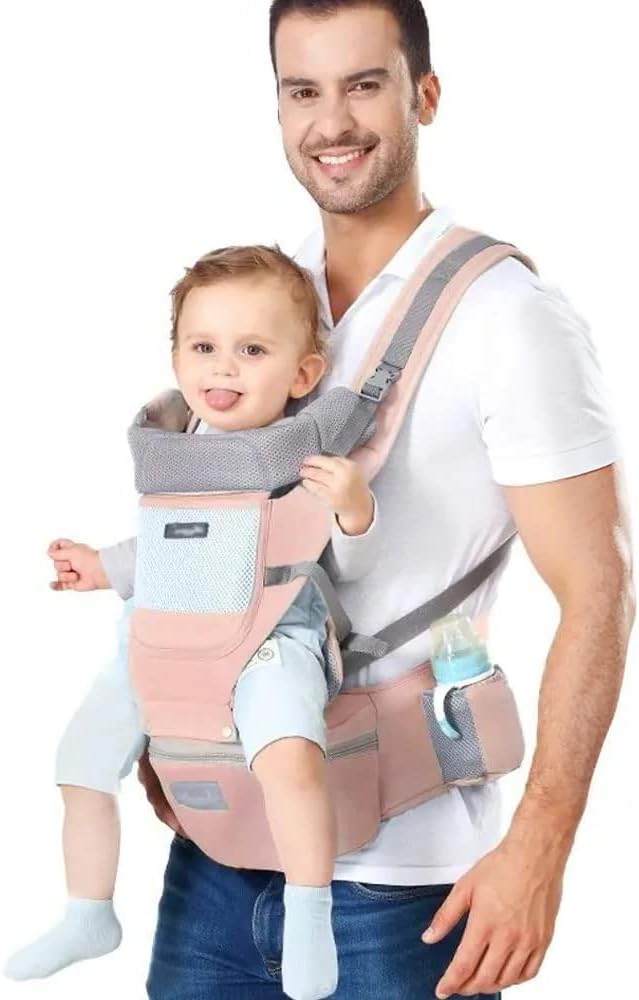 A EASYTAO Mochila Portabebe, Canguro para Bebé Ergonomico para Niños de 0 a 36 Meses(Hasta 30 kg), Porta Bebé Portátil Algodón Puro Ligero y Transpirable con Asiento de Cadera (Rosa).