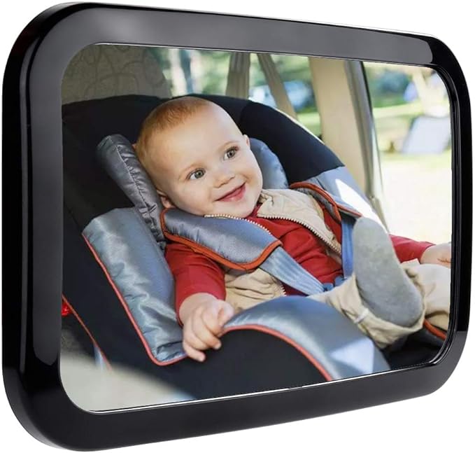 A Zacro Espejo Retrovisor de Bebé Auto - Espejo Asiento Coche Bebe 360° Giratorio, 100% Inastillable, Correas Elásticas Ajustables para Silla Trasera de Bebé/Asientos de Niños