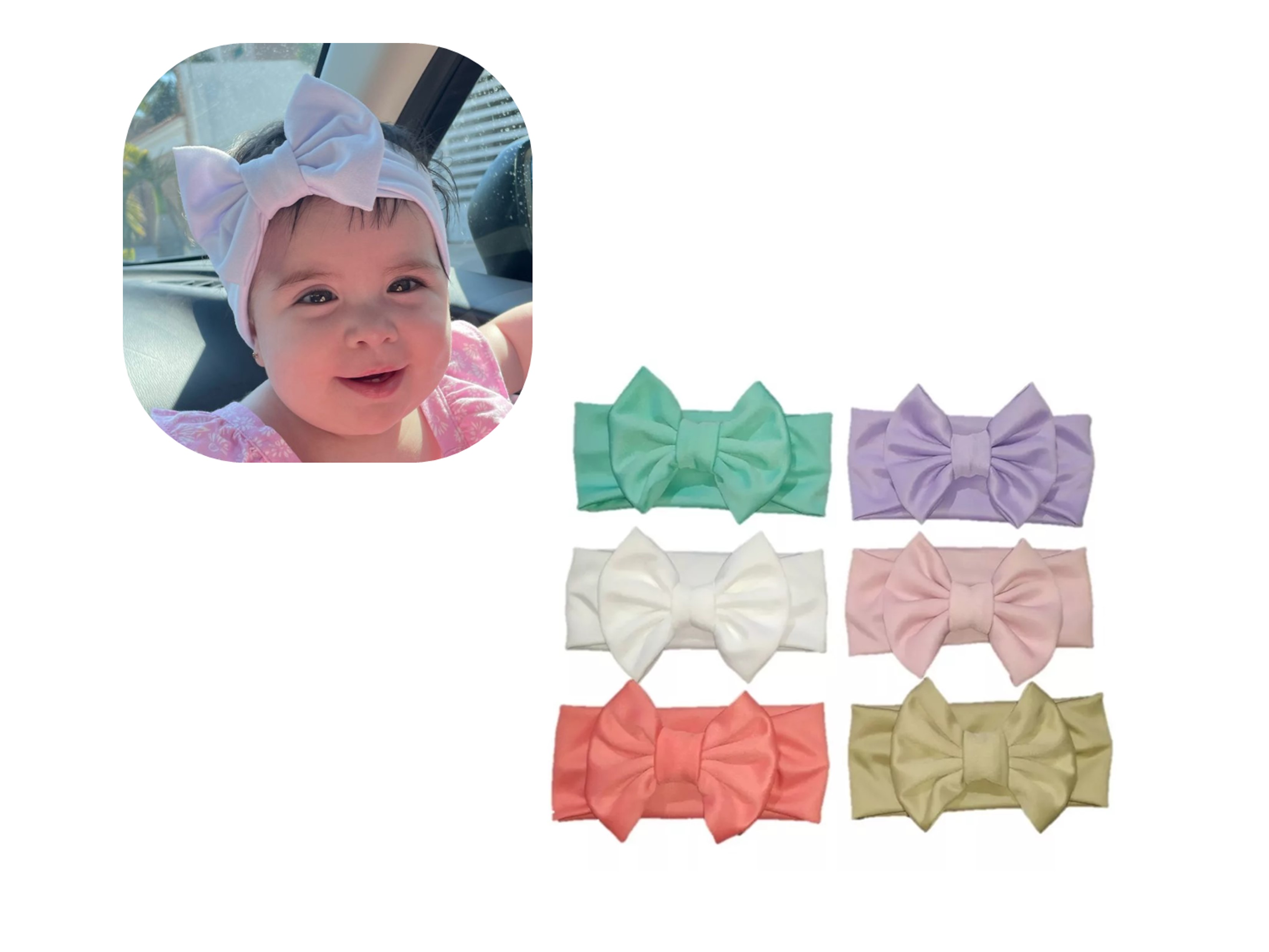 6 Banditas para bebe niña 0-6 M, Turbantes tiaras de moño, accesorios bebe, regalo baby