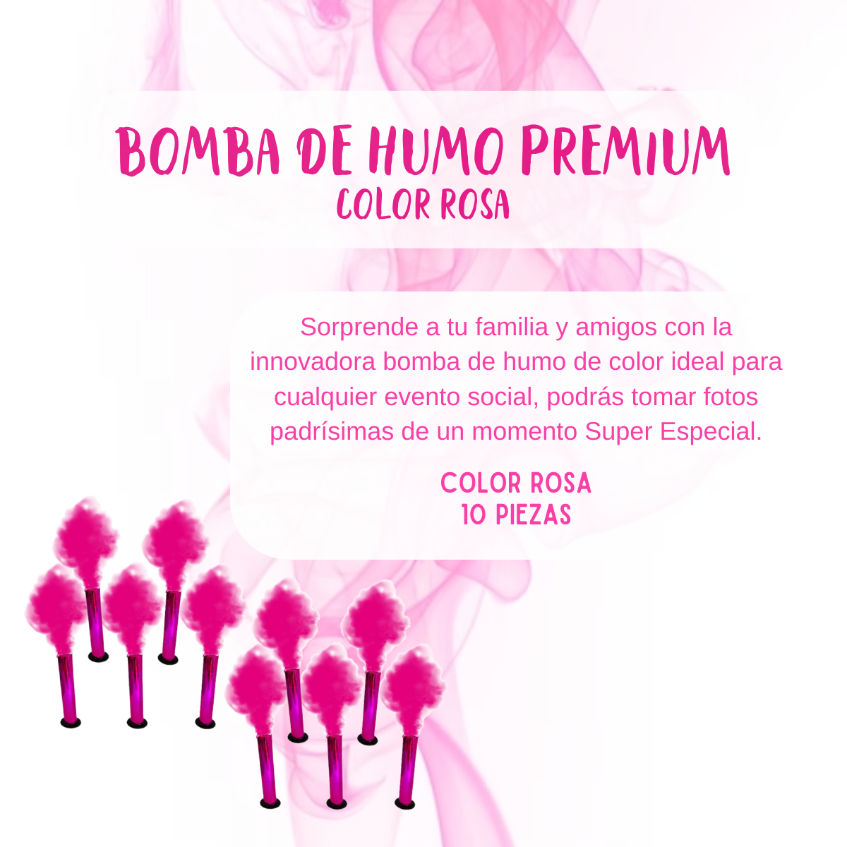 Vengala de humo color rosa sesion fotografica celebración fiesta cumpleaños 10pz.