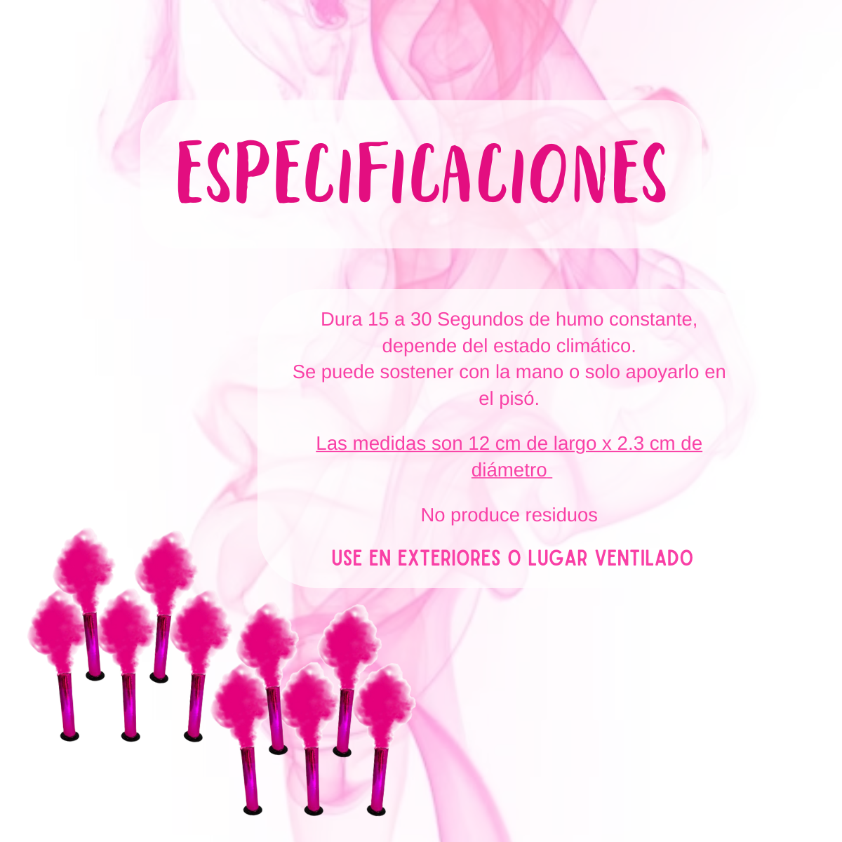 Vengala de humo color rosa sesion fotografica celebración fiesta cumpleaños 10pz.