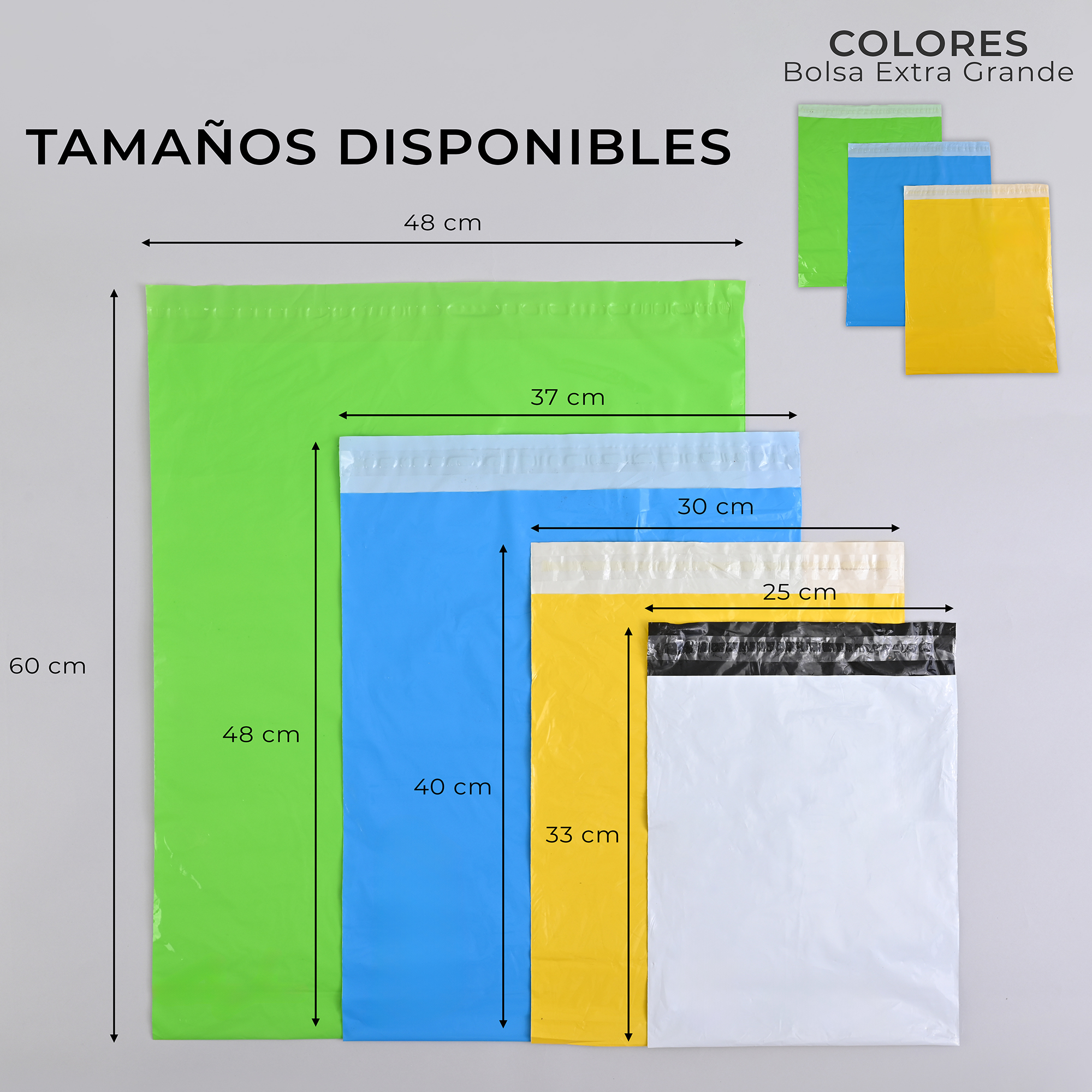 Paquete de 100 Piezas Bolsa Sobre Para Paquetería 48 X 60 Cm Tamaño EXTRA GRANDE Envíos E-Commerce, Mensajería, Adhesivo, Poly Plástico Resistente, Impermeable MOD:A021