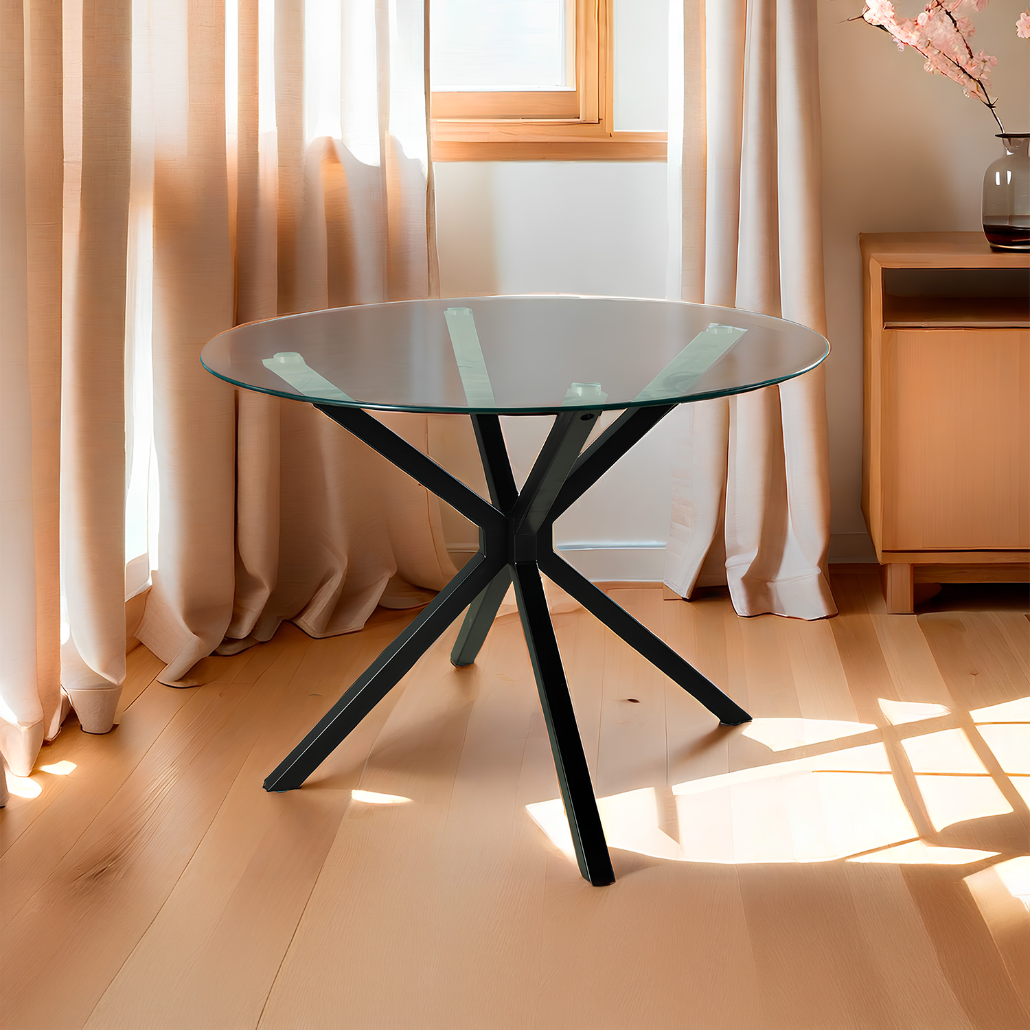 Mesa de Comedor Cristal Templado Elegante Bossa Serena.