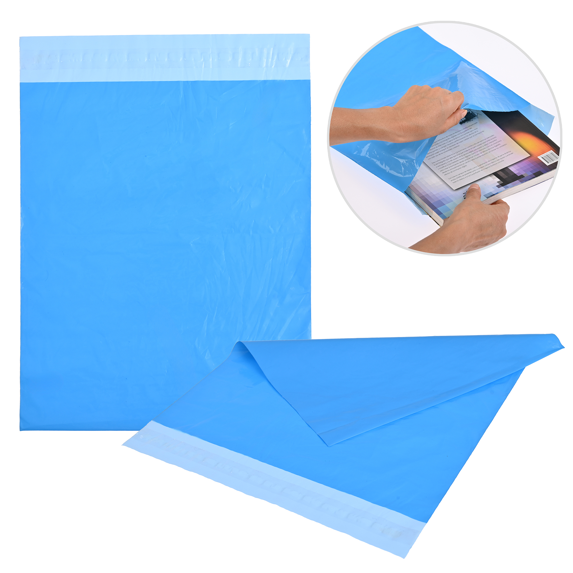 Paquete de 100 Piezas Bolsa Sobre Para Paquetería 30 X 40 Cm Tamaño MEDIANO Envíos E-Commerce, Mensajería, Adhesivo, Poly Plástico Resistente, Impermeable MOD:A023