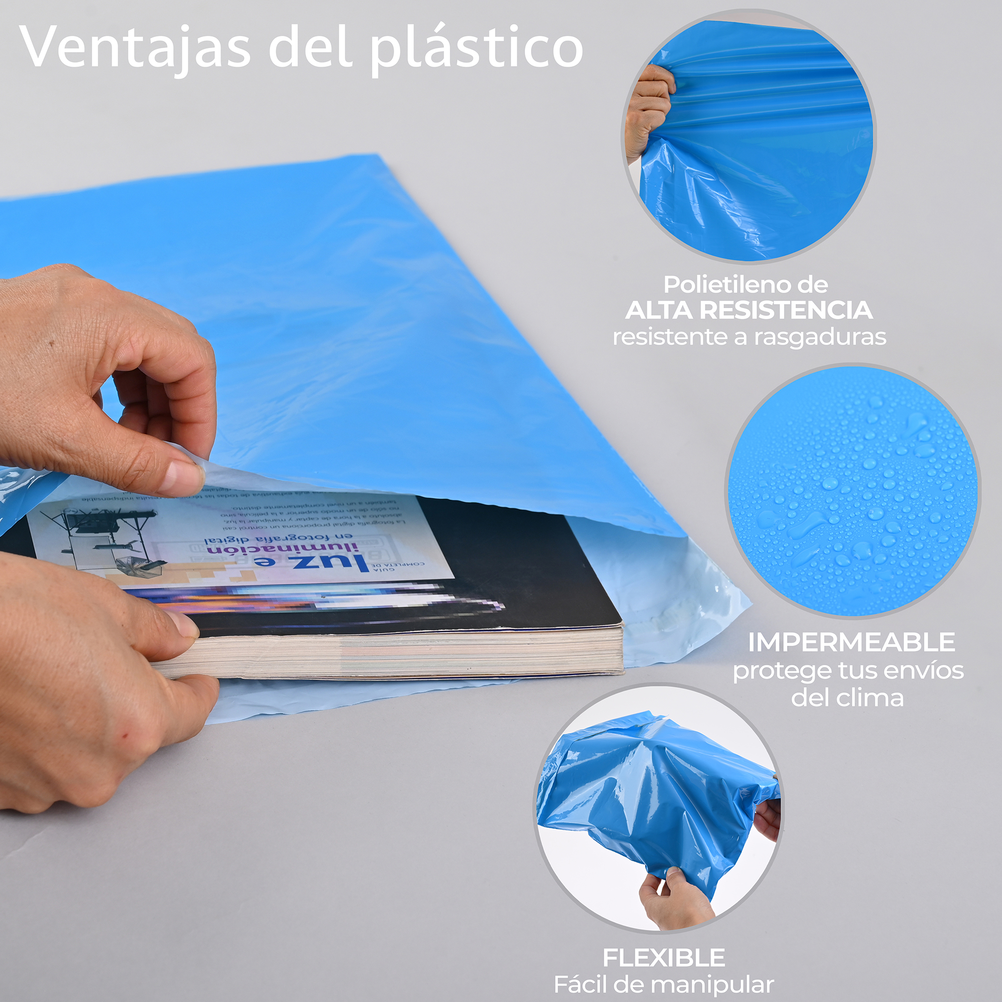 Paquete de 100 Piezas Bolsa Sobre Para Paquetería 30 X 40 Cm Tamaño MEDIANO Envíos E-Commerce, Mensajería, Adhesivo, Poly Plástico Resistente, Impermeable MOD:A023