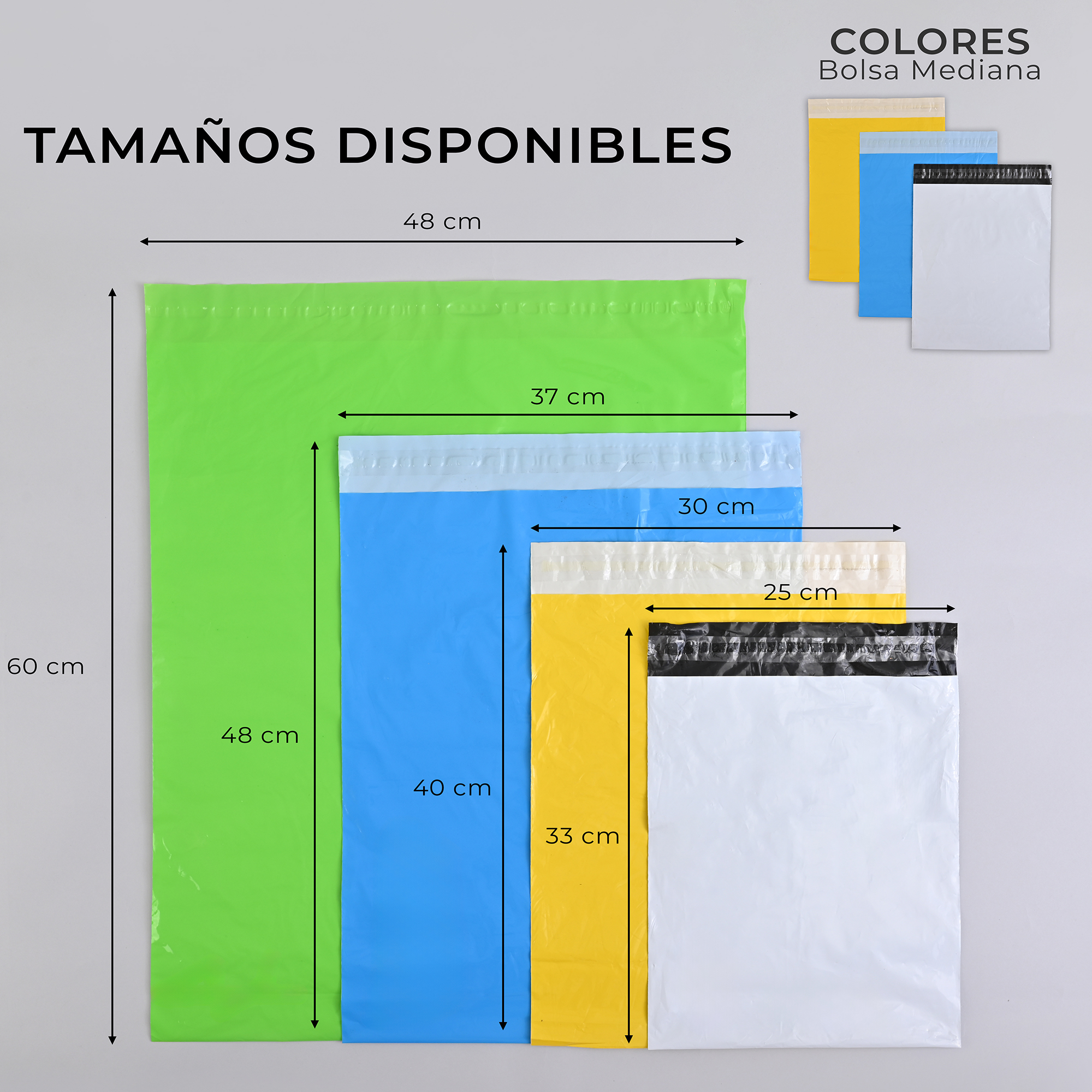 Paquete de 100 Piezas Bolsa Sobre Para Paquetería 30 X 40 Cm Tamaño MEDIANO Envíos E-Commerce, Mensajería, Adhesivo, Poly Plástico Resistente, Impermeable MOD:A023