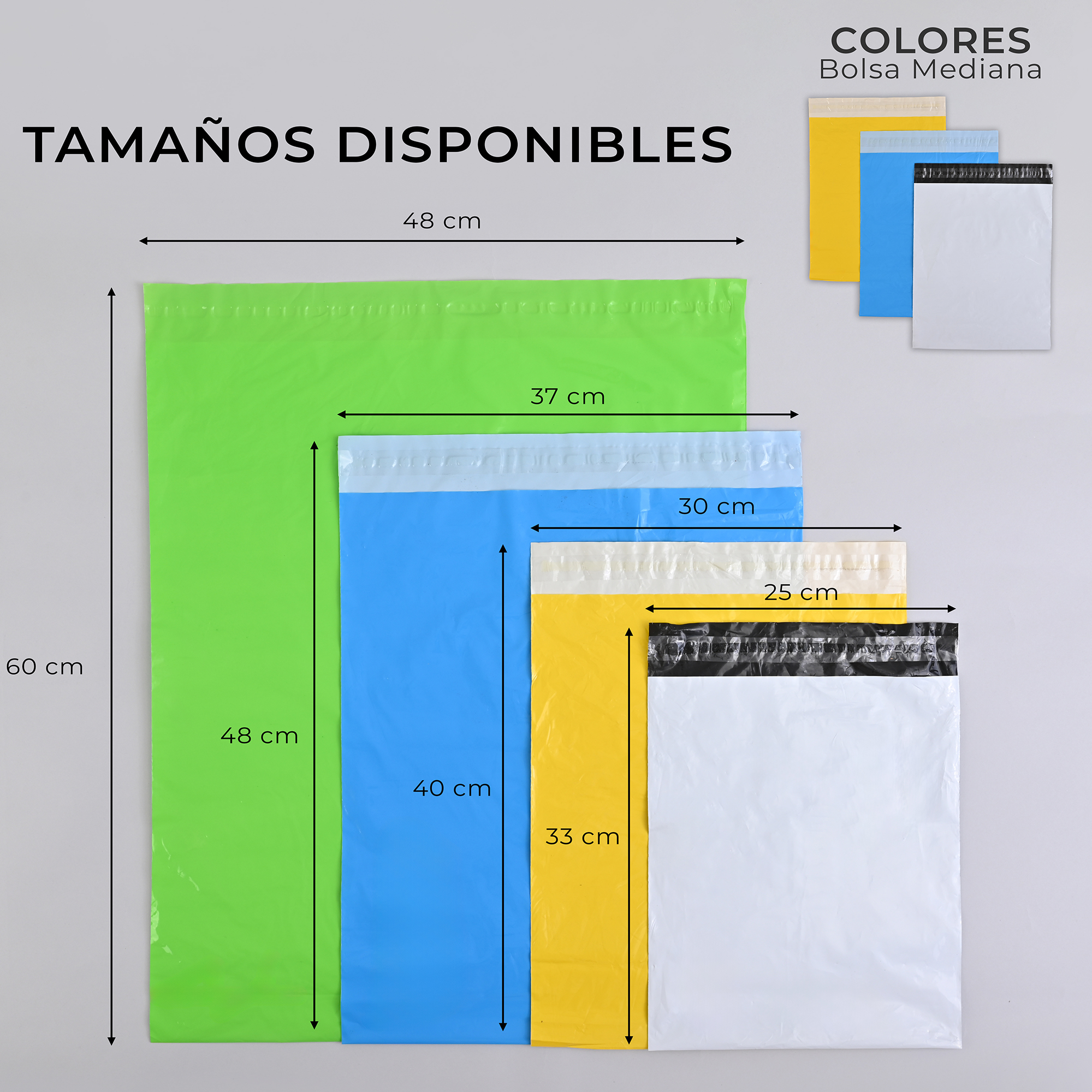 Paquete de 100 Piezas Bolsa Sobre Para Paquetería 30 X 40 Cm Tamaño MEDIANO  Envíos E-Commerce, Mensajería, Adhesivo, Poly Plástico Resistente, Impermeable MOD:A023
