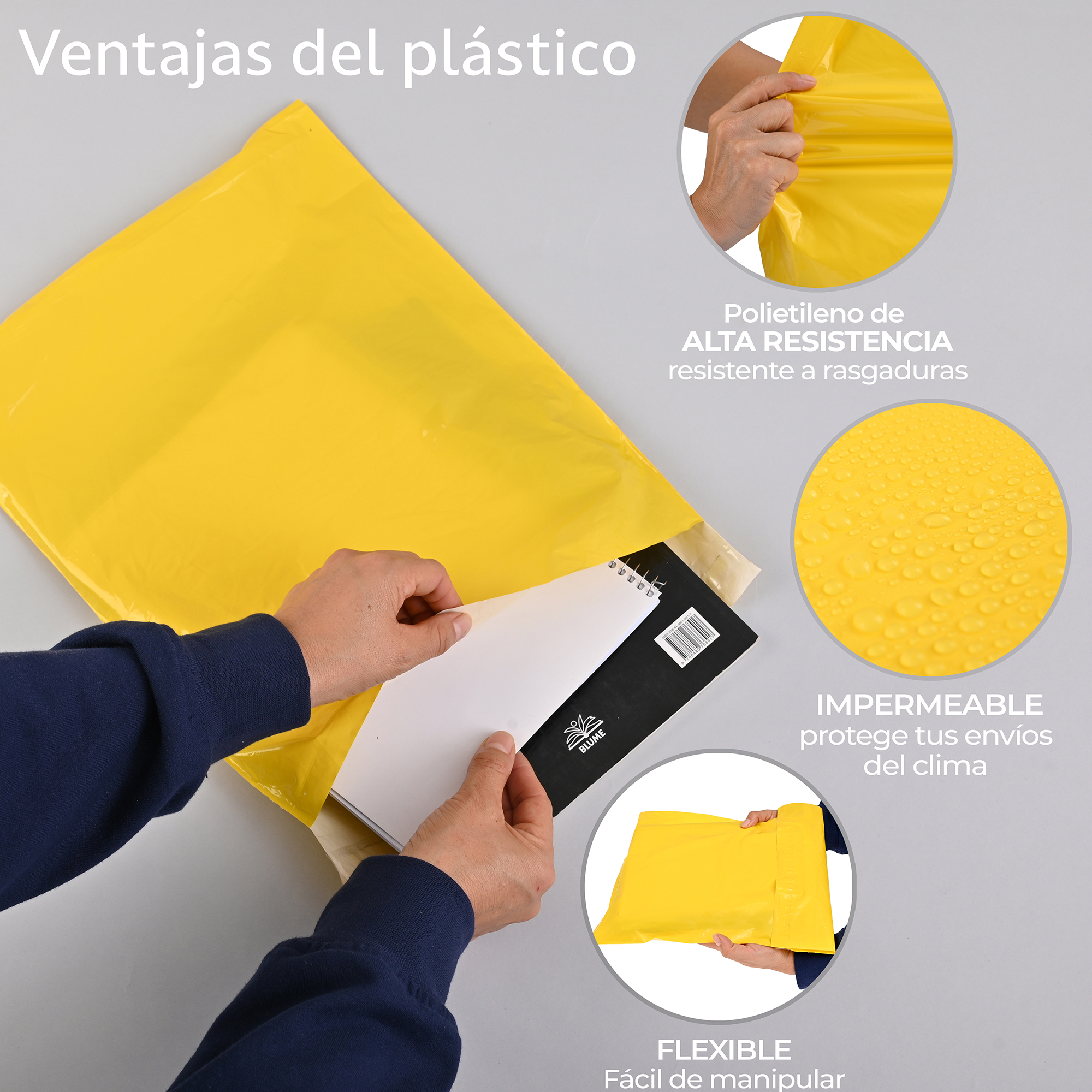 Paquete de 100 Piezas Bolsa Sobre Para Paquetería 30 X 40 Cm Tamaño MEDIANO  Envíos E-Commerce, Mensajería, Adhesivo, Poly Plástico Resistente, Impermeable MOD:A023