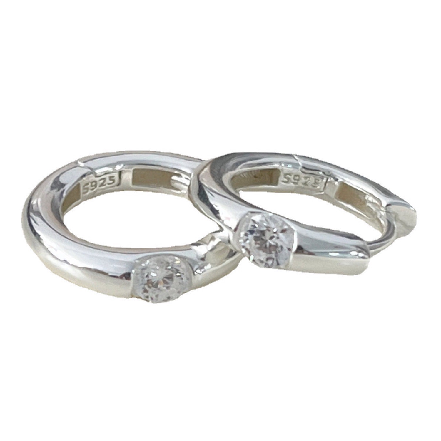Aretes De Plata 925 Arracadas Huggies Zirconias Mujer Regalo.