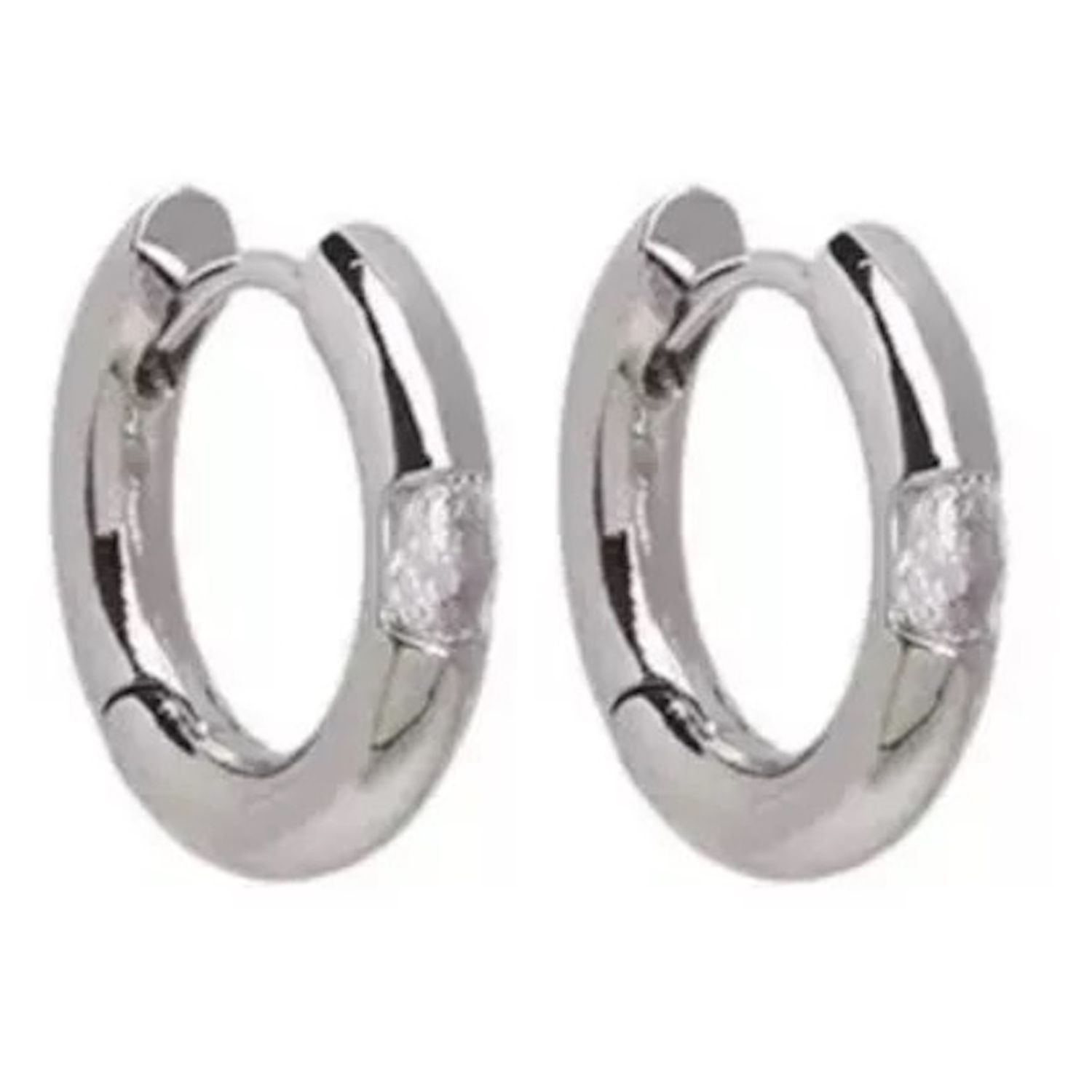Aretes De Plata 925 Arracadas Huggies Zirconias Mujer Regalo.