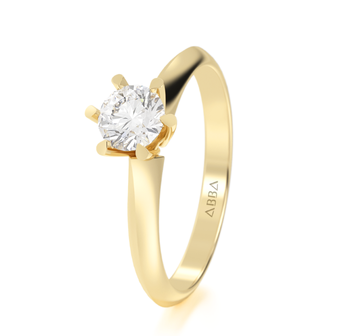 ANILLO DE COMPROMISO 10K ORO AMARILLO SOLITARIO CLASICO ABBA JOYAS