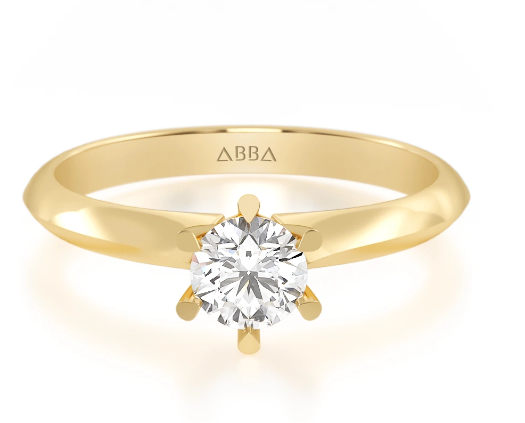 ANILLO DE COMPROMISO 10K ORO AMARILLO SOLITARIO CLASICO ABBA JOYAS