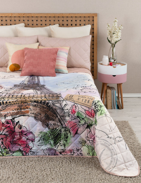 Edredón Matrimonial Doble Vista con Fundas Torre Eiffel ESQUIMAL