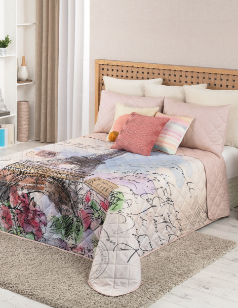 Edredón Matrimonial Doble Vista con Fundas Torre Eiffel ESQUIMAL