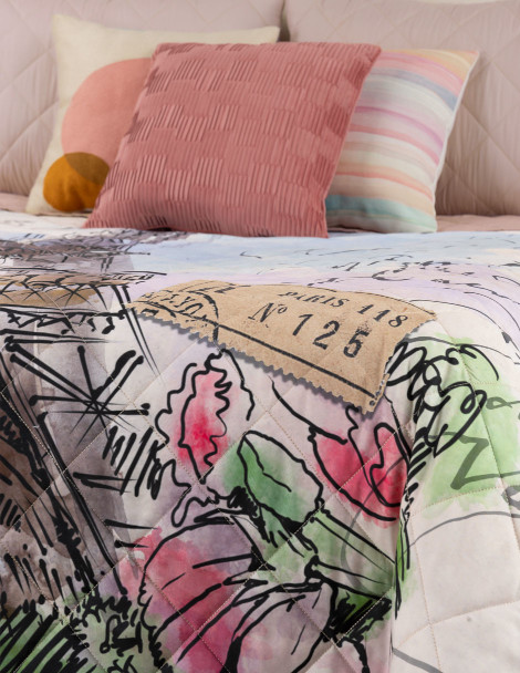 Edredón Matrimonial Doble Vista con Fundas Torre Eiffel ESQUIMAL