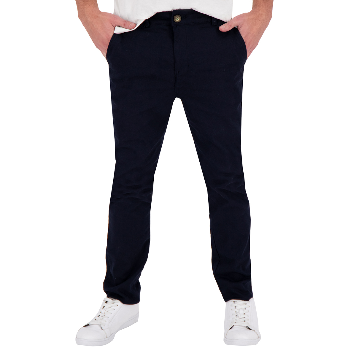 Pantalón Estilo Chino de Gabardina Azul Marino Para Hombre Holstone.