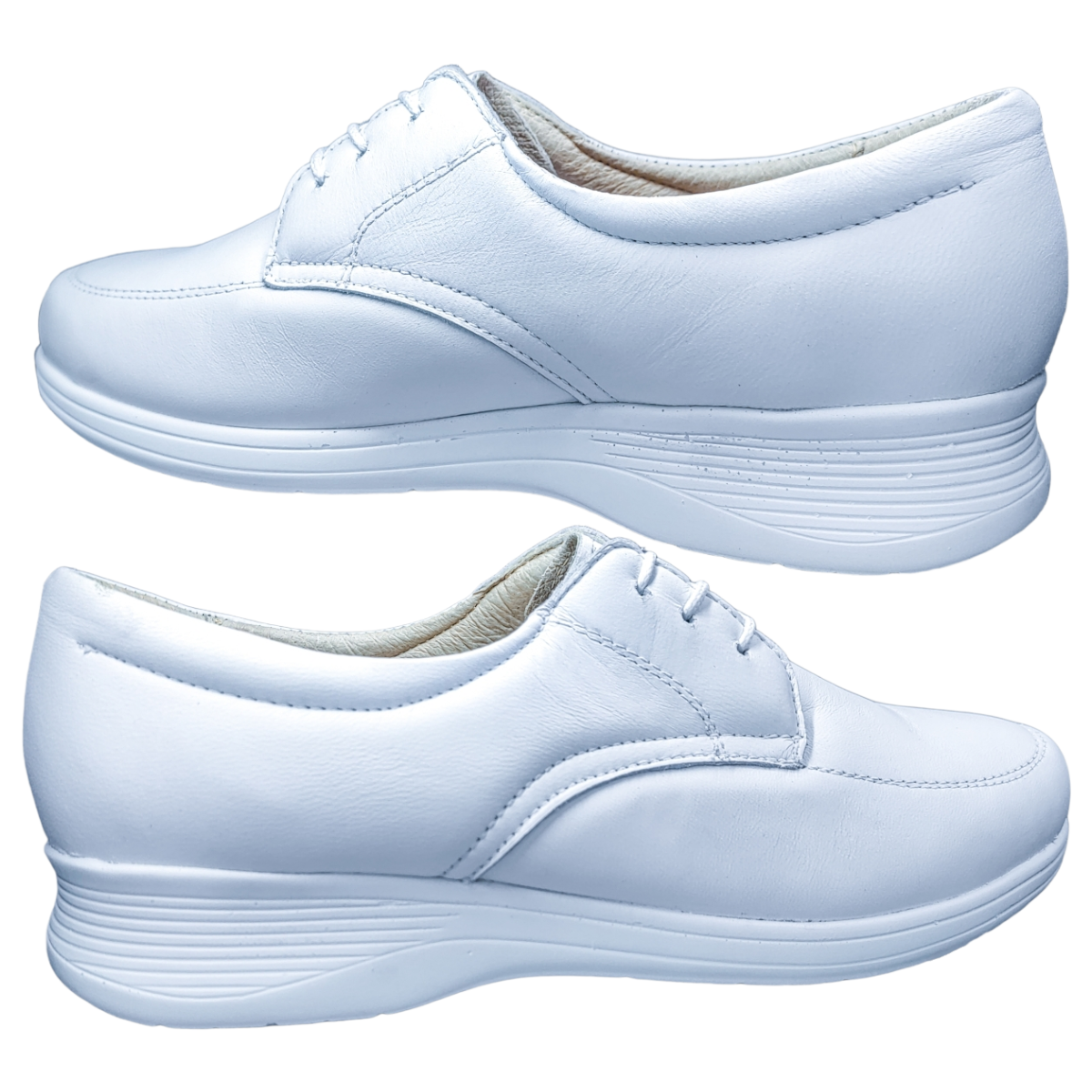 Zapato Enfermería Clínico Hotelero Cómodo Piel Blanco BE70-3.
