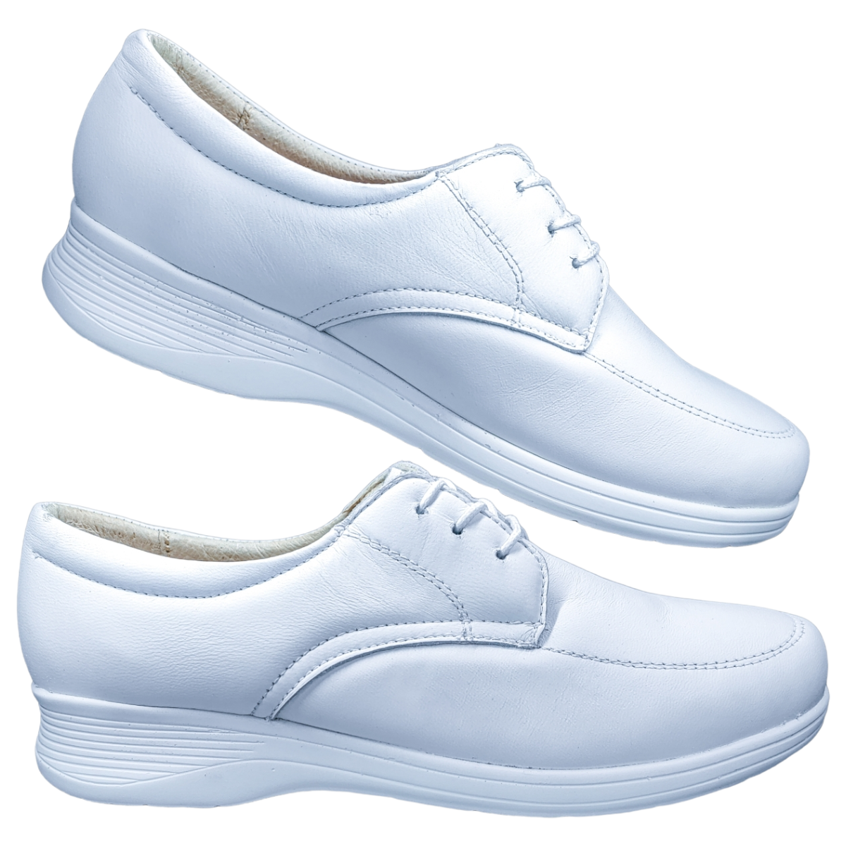 Zapato Enfermería Clínico Hotelero Cómodo Piel Blanco BE70-3.