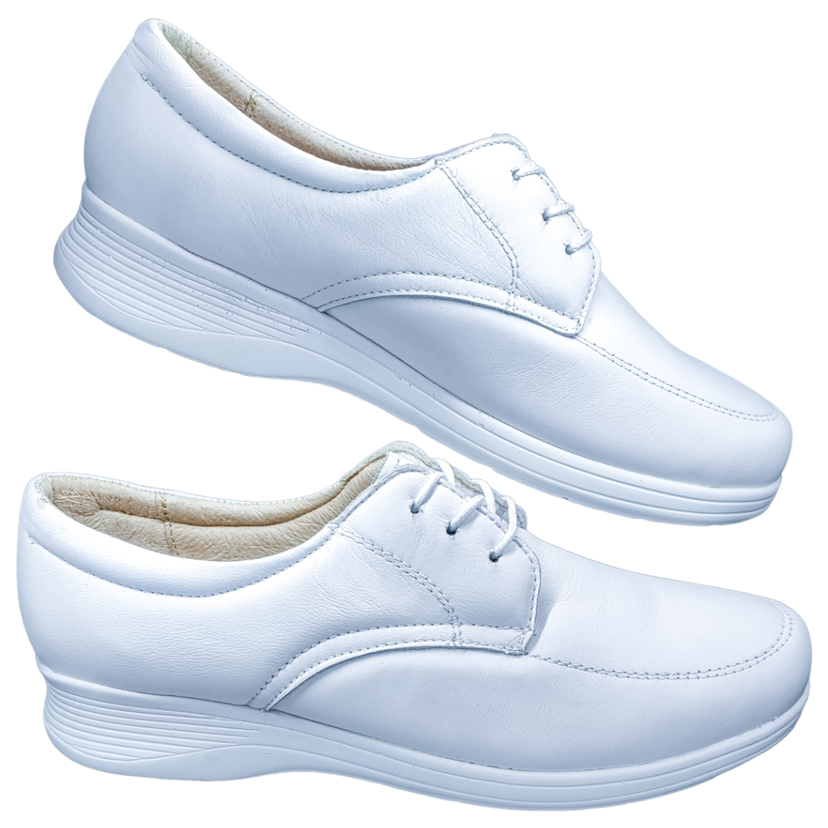 Zapato Enfermería Clínico Hotelero Cómodo Piel Blanco BE70-3.