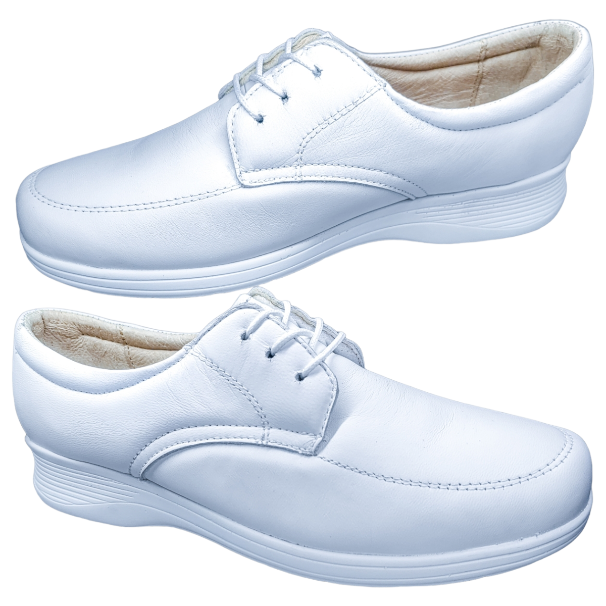 Zapato Enfermería Clínico Hotelero Cómodo Piel Blanco BE70-3.