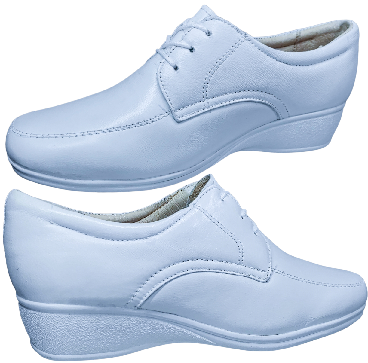 Zapato Enfermería Clínico Hotelero Cómodo Piel Blanco BE60-3.