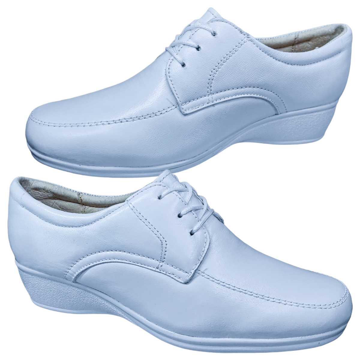 Zapato Enfermería Clínico Hotelero Cómodo Piel Blanco BE60-3.