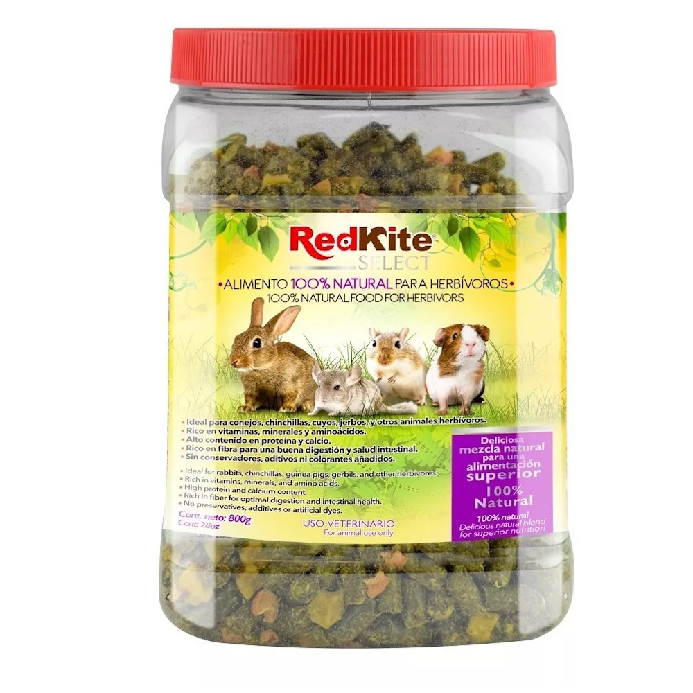 Alimento Herbívoros Origen 100% Natural Select 800g Redkite.