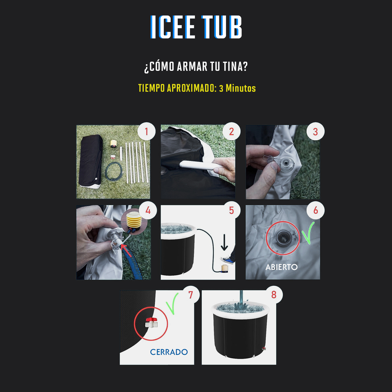 Tina Portátil Para Adultos Baño de Hielo Para Entrenamiento De Terapia de Agua Fría Tina Plegable Pa 