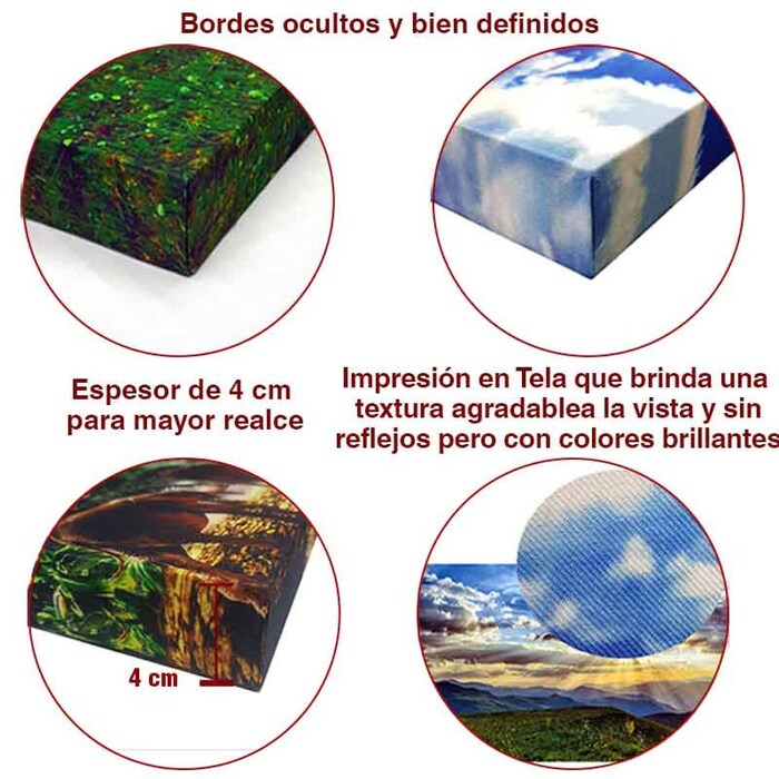 Cuadro Decorativo Canvas Paisaje de Bosque con Arboles Rojos de 120 X 80 cm