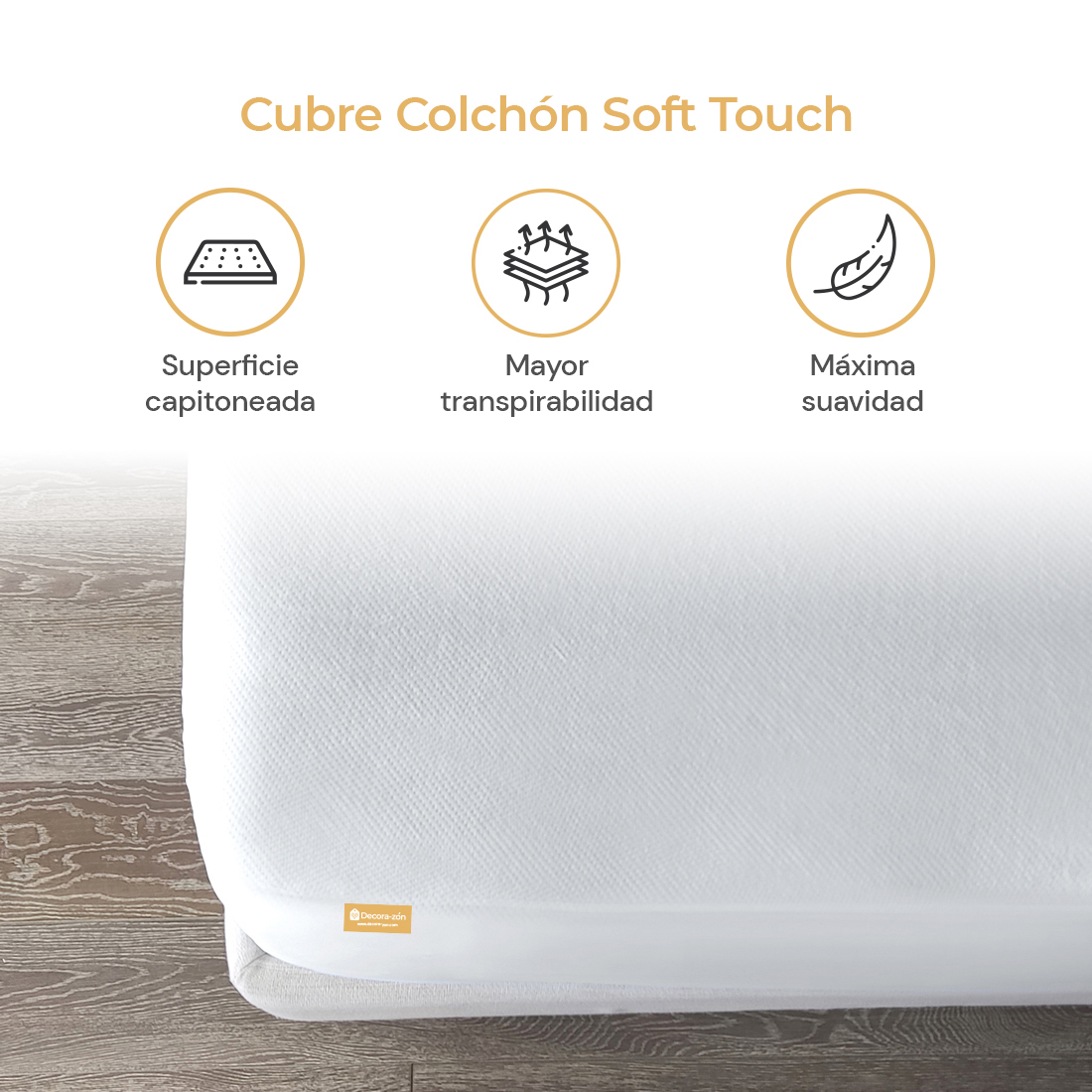 Cubre Colchon Acolchado Matrimonial TENCEL 100% Impermeable Soft Touch .