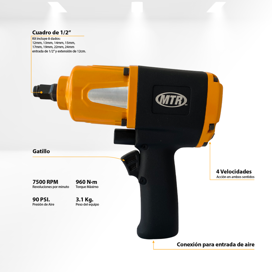 LLAVE NEUMATICA DE IMPACTO 1/2" MTR
