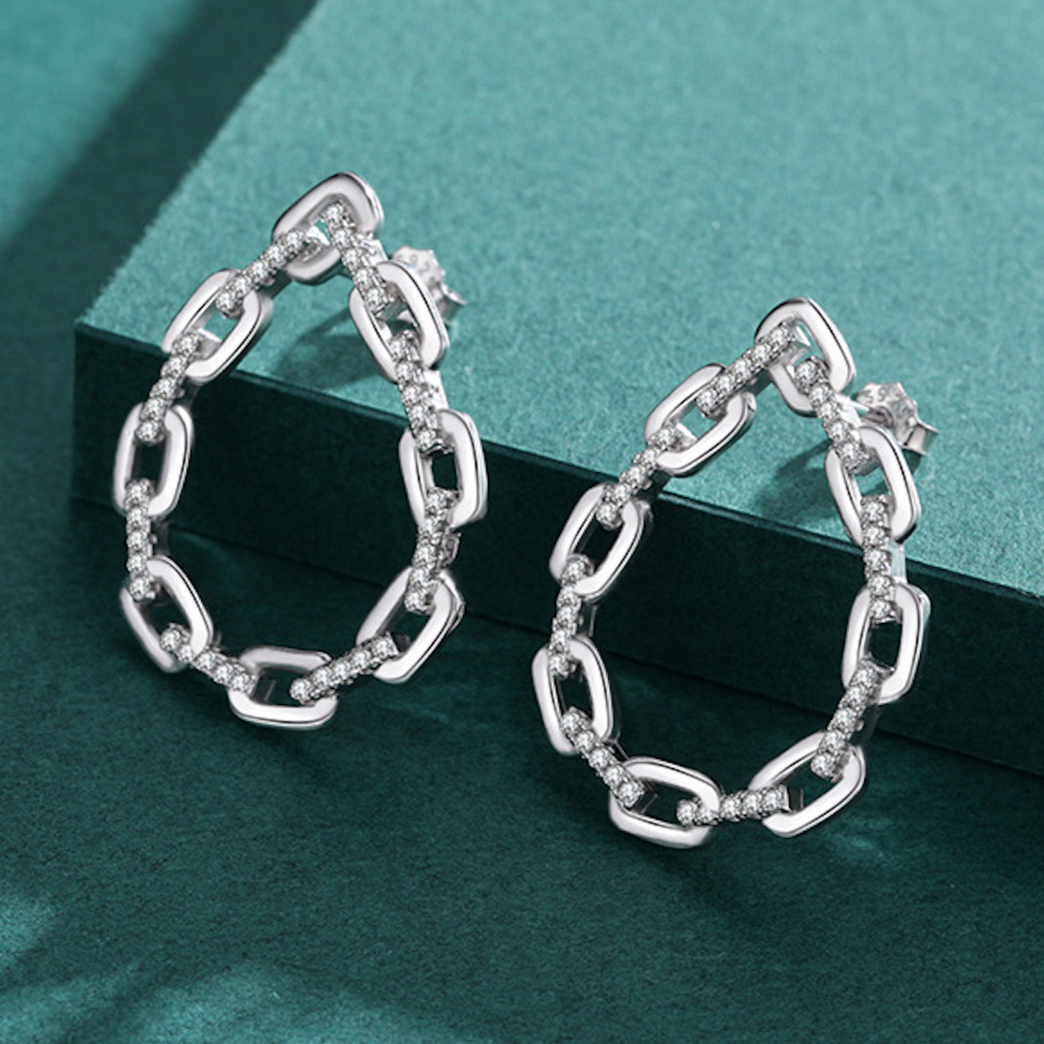 Aretes De Plata 925 Cadena Largos De Eslabones Colgantes.