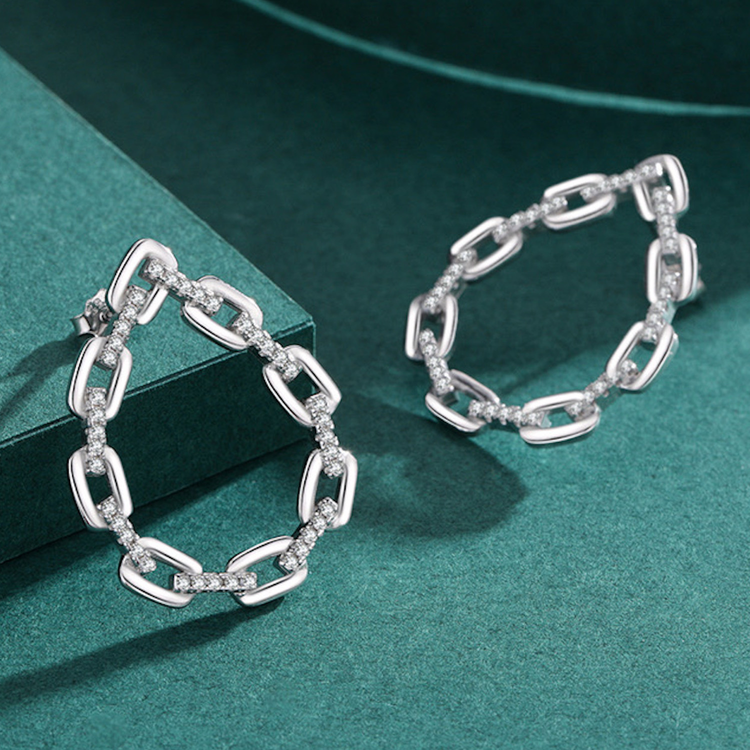 Aretes De Plata 925 Cadena Largos De Eslabones Colgantes.