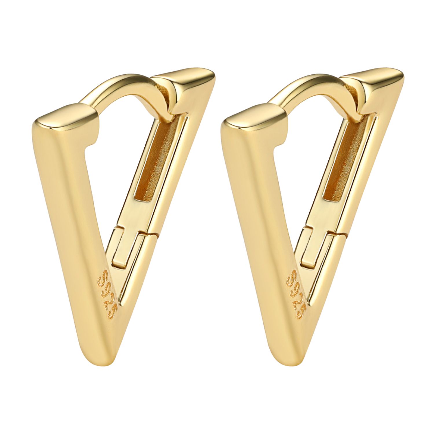 Aretes De Plata 925 Oro 18k Triangulares Flecha Moda.