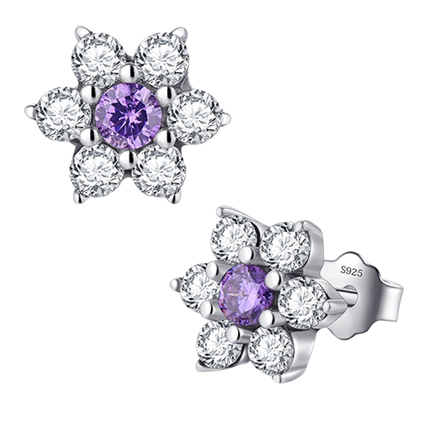 Collar De Tulipanes Morados CRMAD Plata De Ley Con Piedra Lunar/Cristal/Cruz Flores Tulipanes Joyería Regalos Para El Día De La Madre, Plata Esterlina, No Es Una Piedra Preciosa
