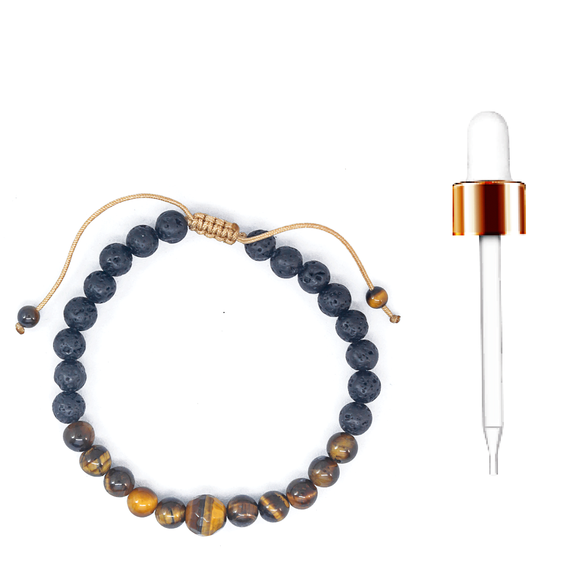 Pulsera mujer Ojo de Tigre y Piedra volcánica.