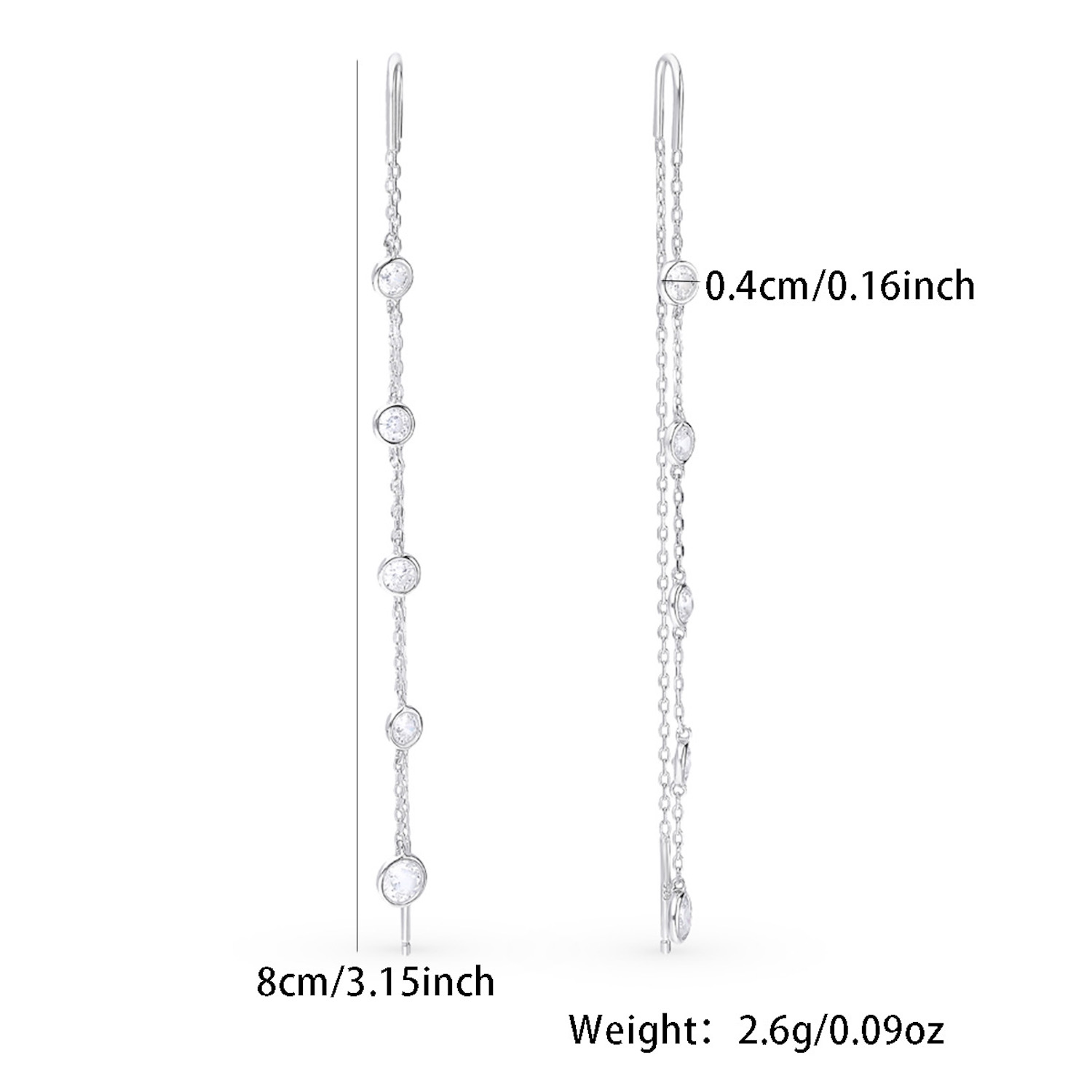 Aretes De Plata 925 Colgante Con Zirconias Mujer Largos.